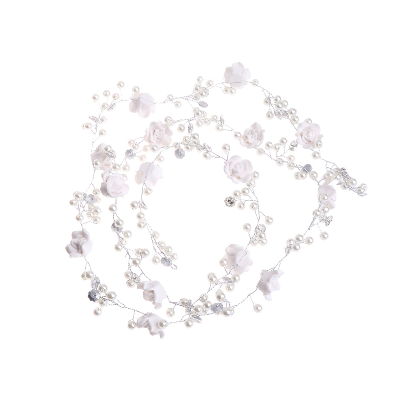 Women Hair Band Bowknot Hairband Wedding Leaf Faux Pearl Crystal - 4