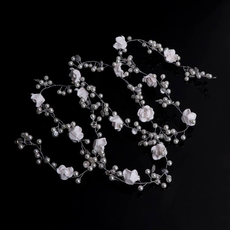 Women Hair Band Bowknot Hairband Wedding Leaf Faux Pearl Crystal - 7