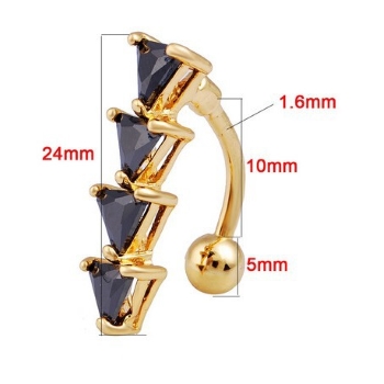 18K guldpläterad triangeln Kubik Zirkon CZ Piercing navelring Sexy kropp smycken - 2