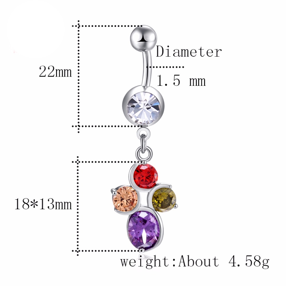 Guldpläterade navelpiercing CZ  - 2