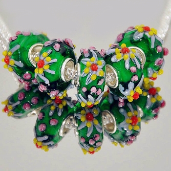 Silver MURANO GLASS BEAD LAMPWORK fit European Charm Bracelet