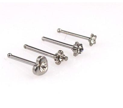 Stainless steel Attrctive Design Nose Stud Ring with Crystal Fashion Body Piercing Jewelry - 2