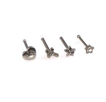 Stainless steel Attrctive Design Nose Stud Ring with Crystal Fashion Body Piercing Jewelry