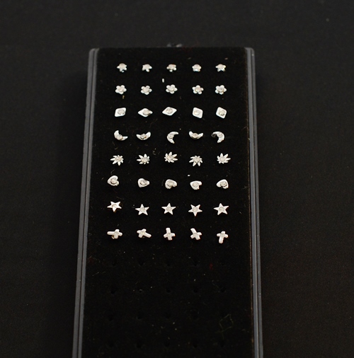 Stainless steel Attrctive Design Nose Stud Ring with Crystal Fashion Body Piercing Jewelry - 7