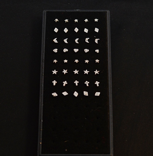 Stainless steel Attrctive Design Nose Stud Ring with Crystal Fashion Body Piercing Jewelry - 9