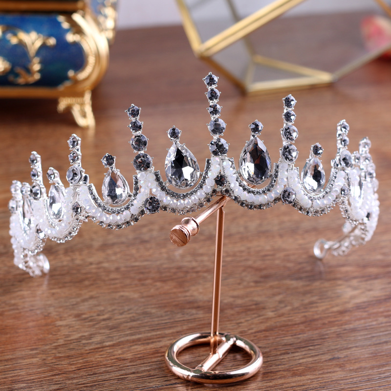 Lyx kristall CZ bröllop hår krona tiara