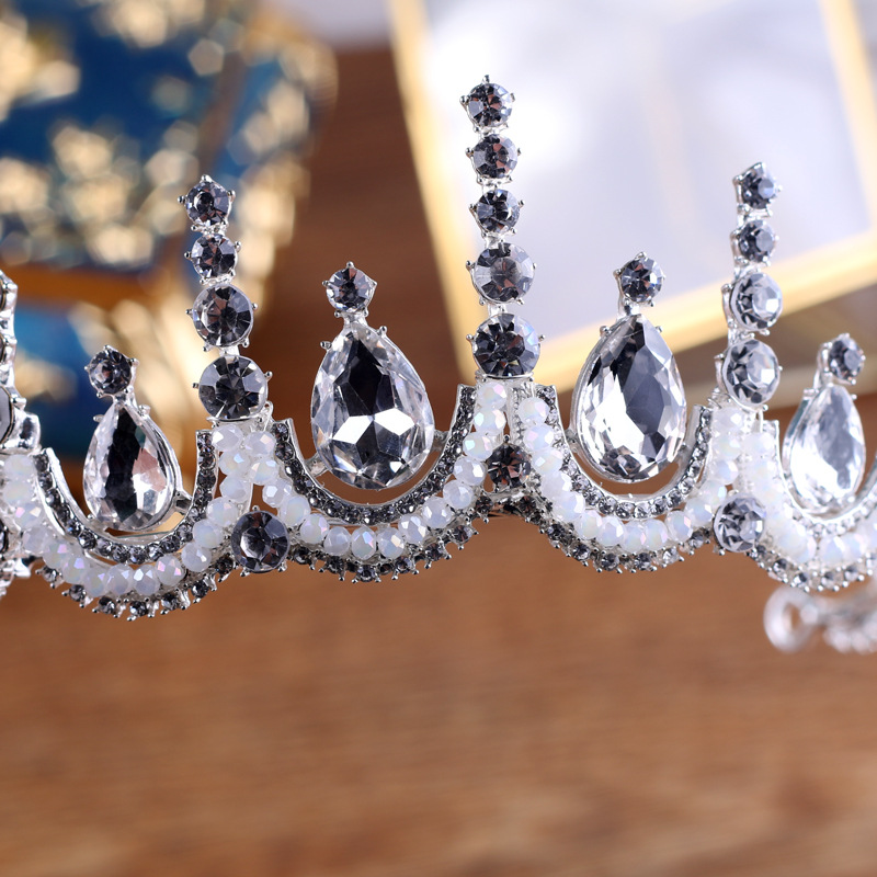 Lyx kristall CZ bröllop hår krona tiara - 5