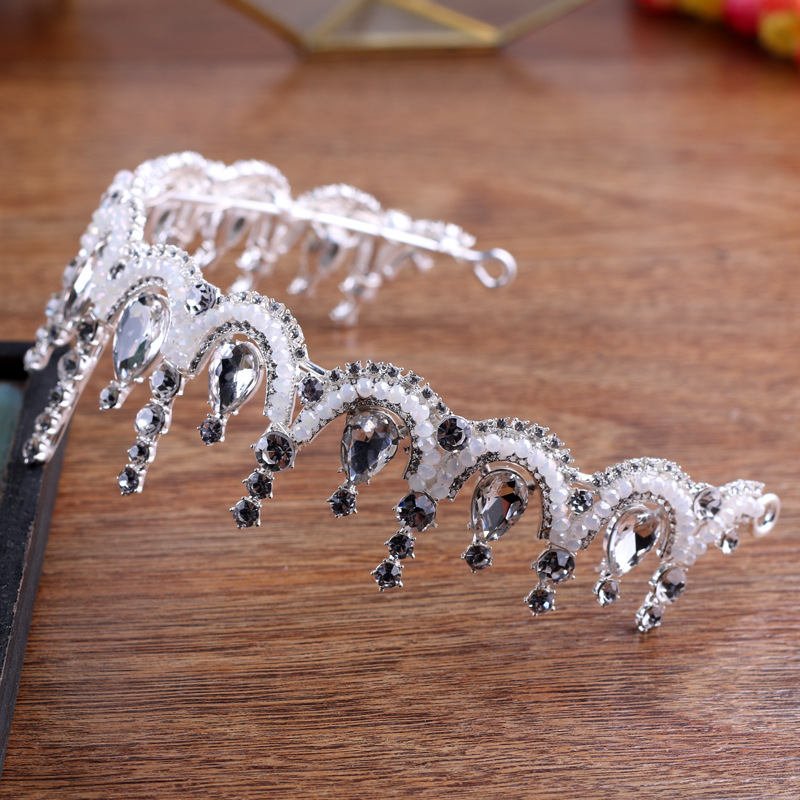Lyx kristall CZ bröllop hår krona tiara - 3