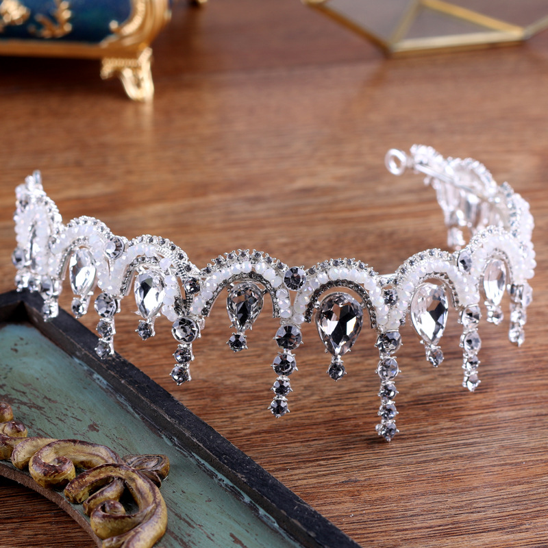 Lyx kristall CZ bröllop hår krona tiara - 4