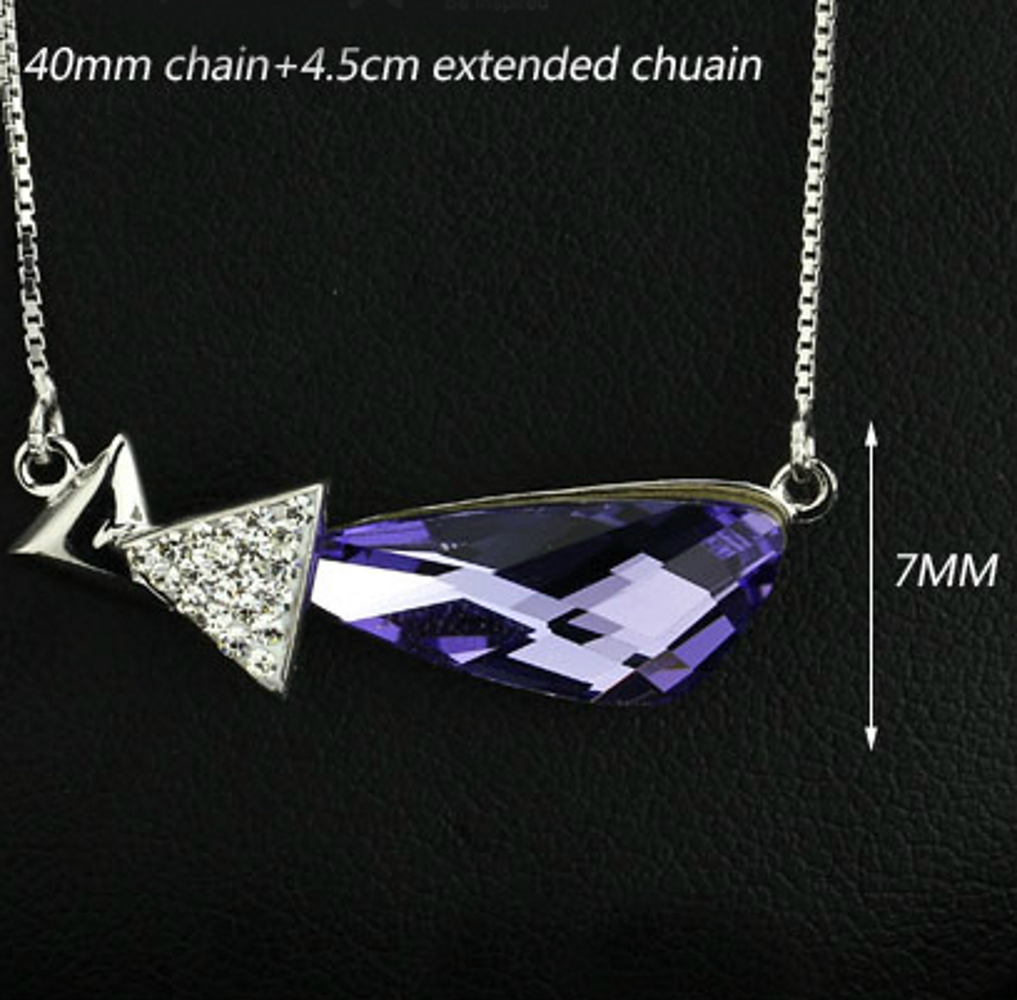 925 SILVER HALSBAND Österrikiska Kristall LILA