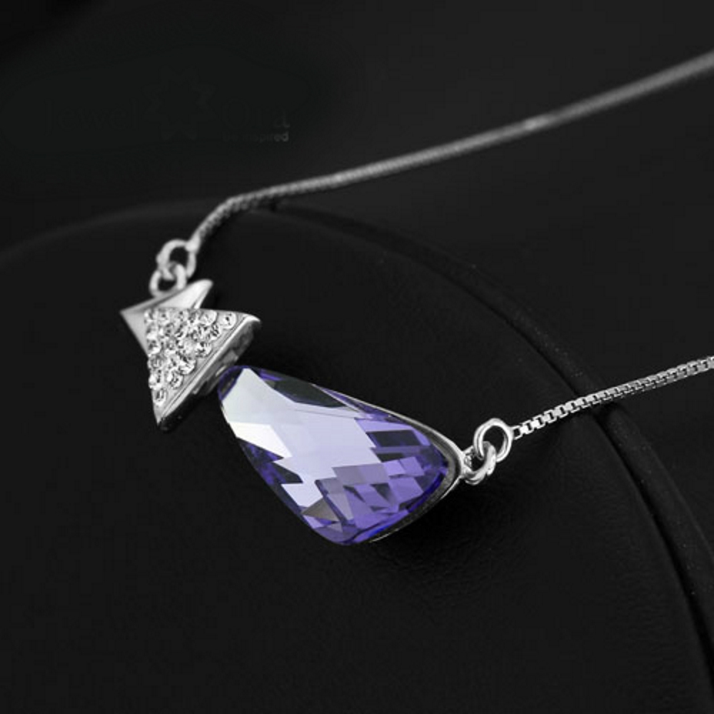 925 SILVER HALSBAND Österrikiska Kristall LILA - 2
