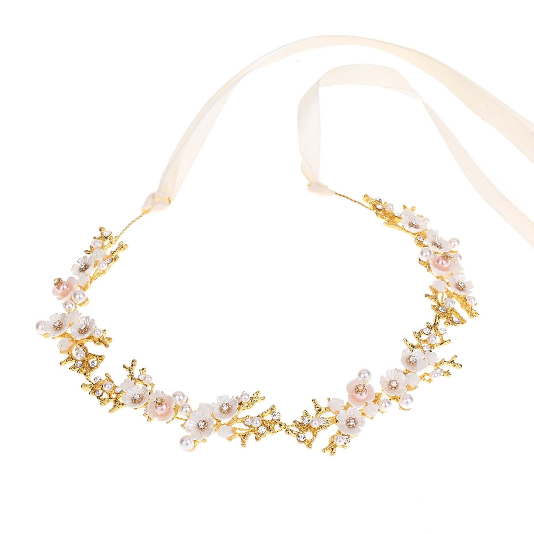Women Hair Band Bowknot Hairband Wedding  Faux Pearl Crystal  - 4