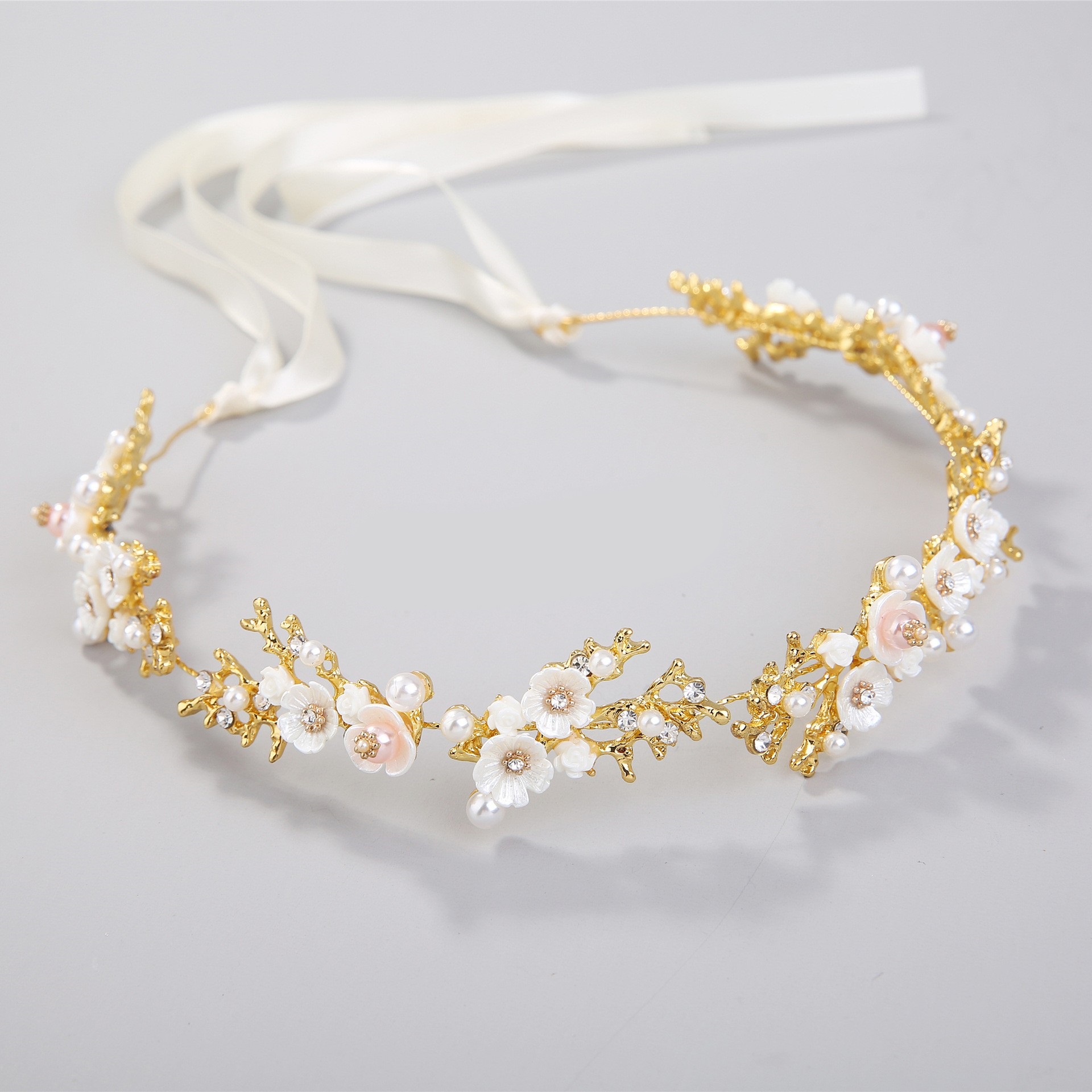 Women Hair Band Bowknot Hairband Wedding  Faux Pearl Crystal  - 5