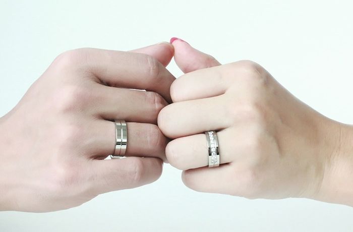 Rostfritt stål ring  guld/silver - 6