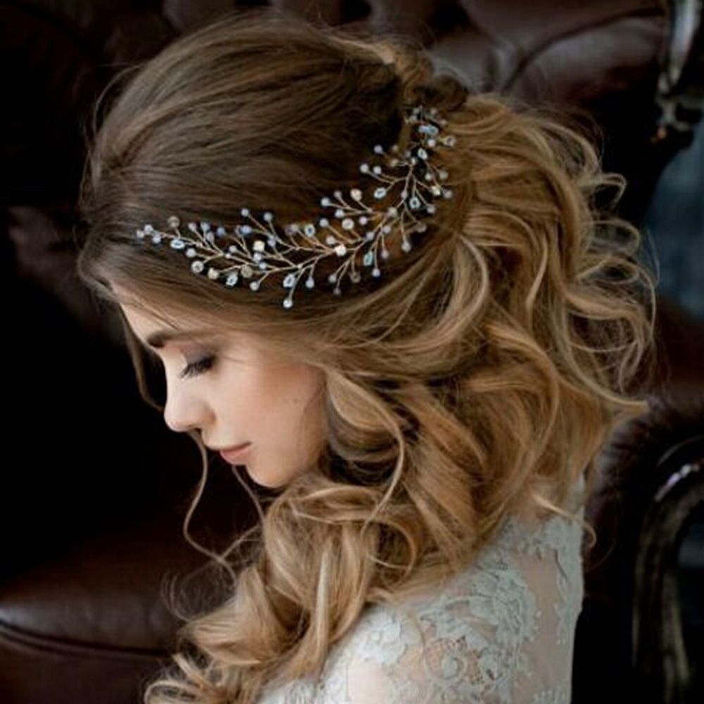 Women Hair Band Bowknot Hairband Wedding  Faux Pearl Crystal 
