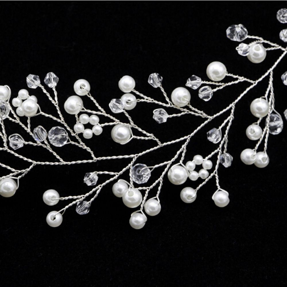 Women Hair Band Bowknot Hairband Wedding  Faux Pearl Crystal  - 7