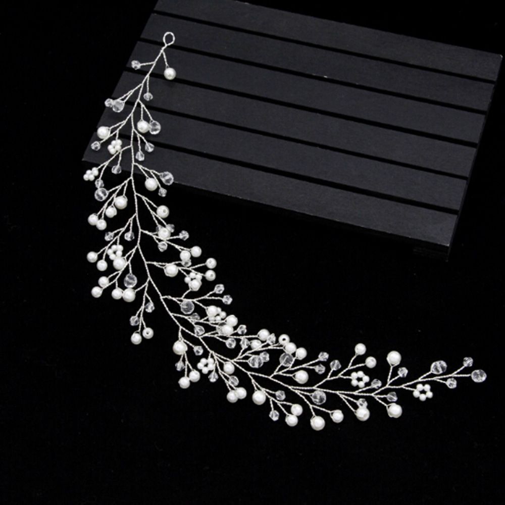 Women Hair Band Bowknot Hairband Wedding  Faux Pearl Crystal  - 3