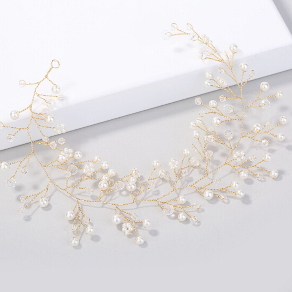 Women Hair Band Bowknot Hairband Wedding  Faux Pearl Crystal  - 5