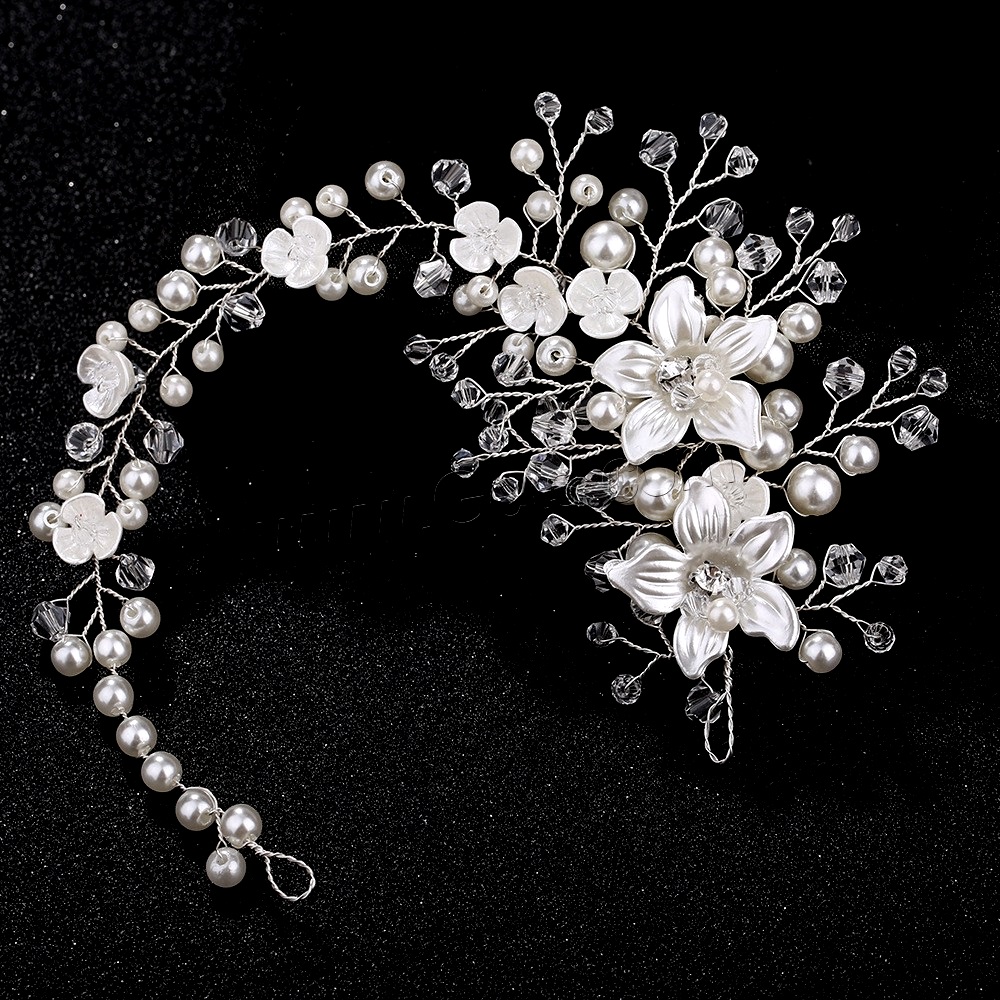 Women Hair Band Bowknot Hairband Wedding  Faux Pearl Crystal 