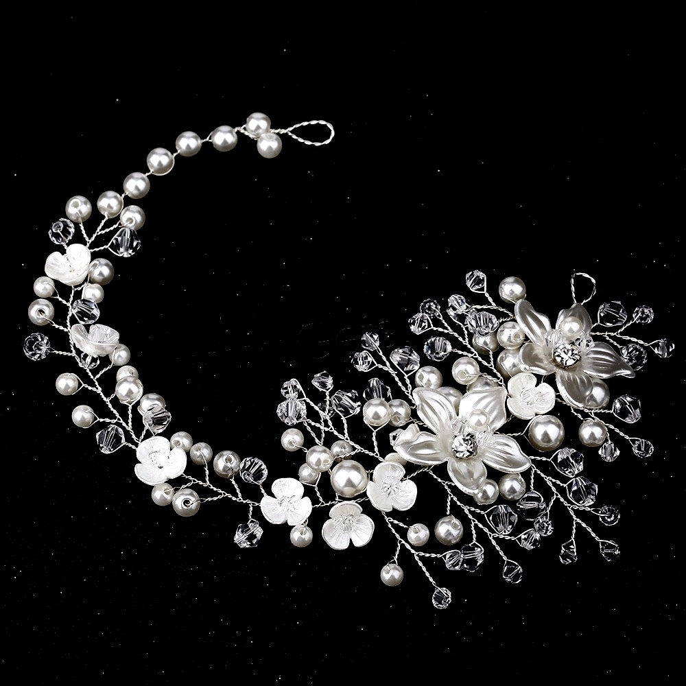 Women Hair Band Bowknot Hairband Wedding  Faux Pearl Crystal  - 3