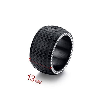 Titanium Steel Ring Black Tyre