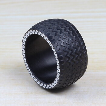 Titanium Steel Ring Black Tyre