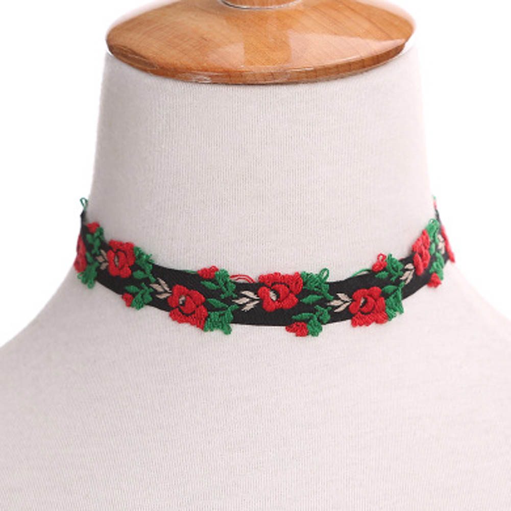 Vintage necklace Black Lace Flower