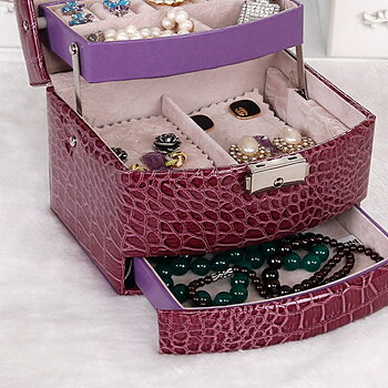 Smyckeskrin Smycken arrangör PU Läder örhänge halsband armband display