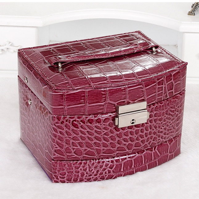 Jewelry organizer PU Leather  Dual Drawer Jewelry Storage Box Watch Earring Necklace Bracelet Nail Display - 4