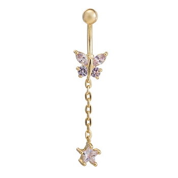 Gold Plated Navel Belly Button Ring Body Piercing