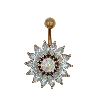 Titan anodiserad blomma CZ kristall 316L Stål navelring Piercing smycken