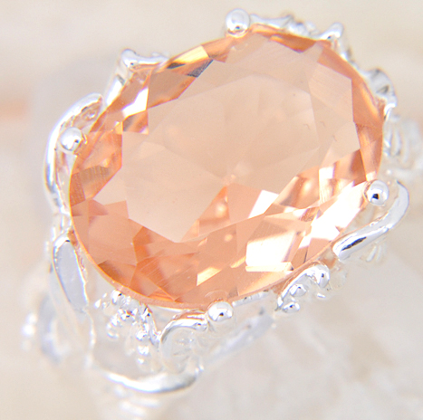 SILVER filled morganite ädelsten ring # 17