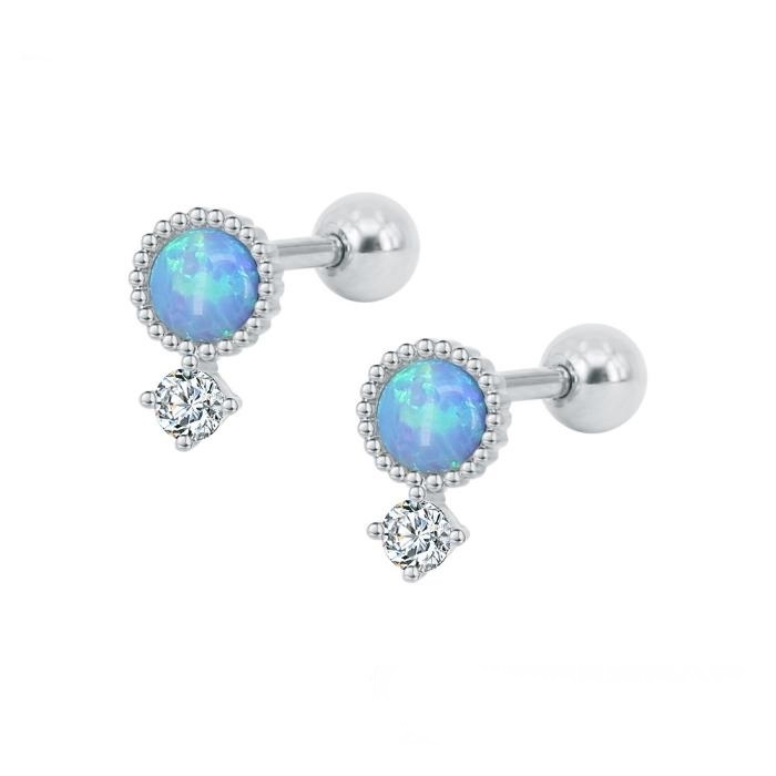  Tragus Piercing  Örhänge 1st Opal titan stål - 5