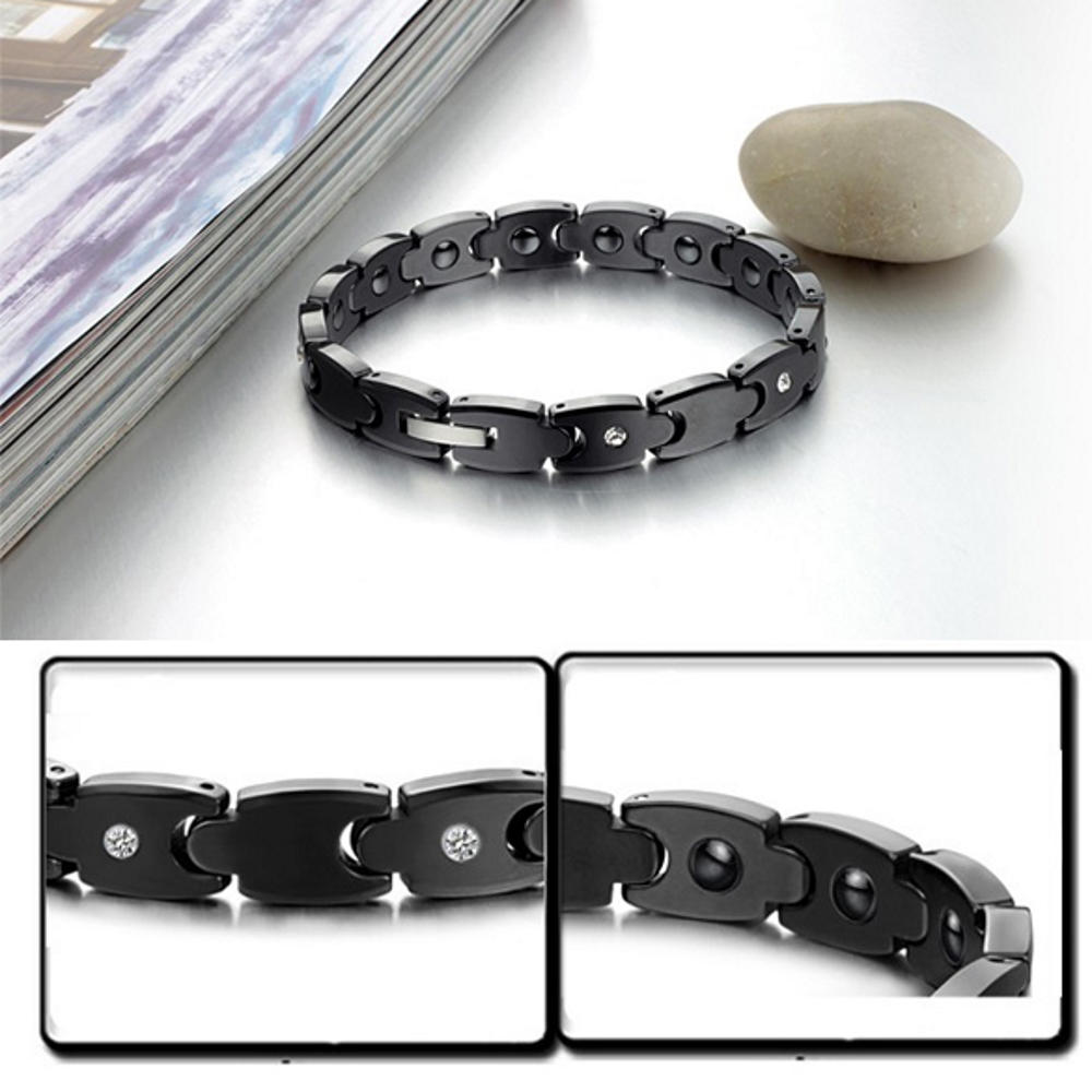 Women Crystal Fashion Bracelet Ceramic 415 Black Bangle - 4