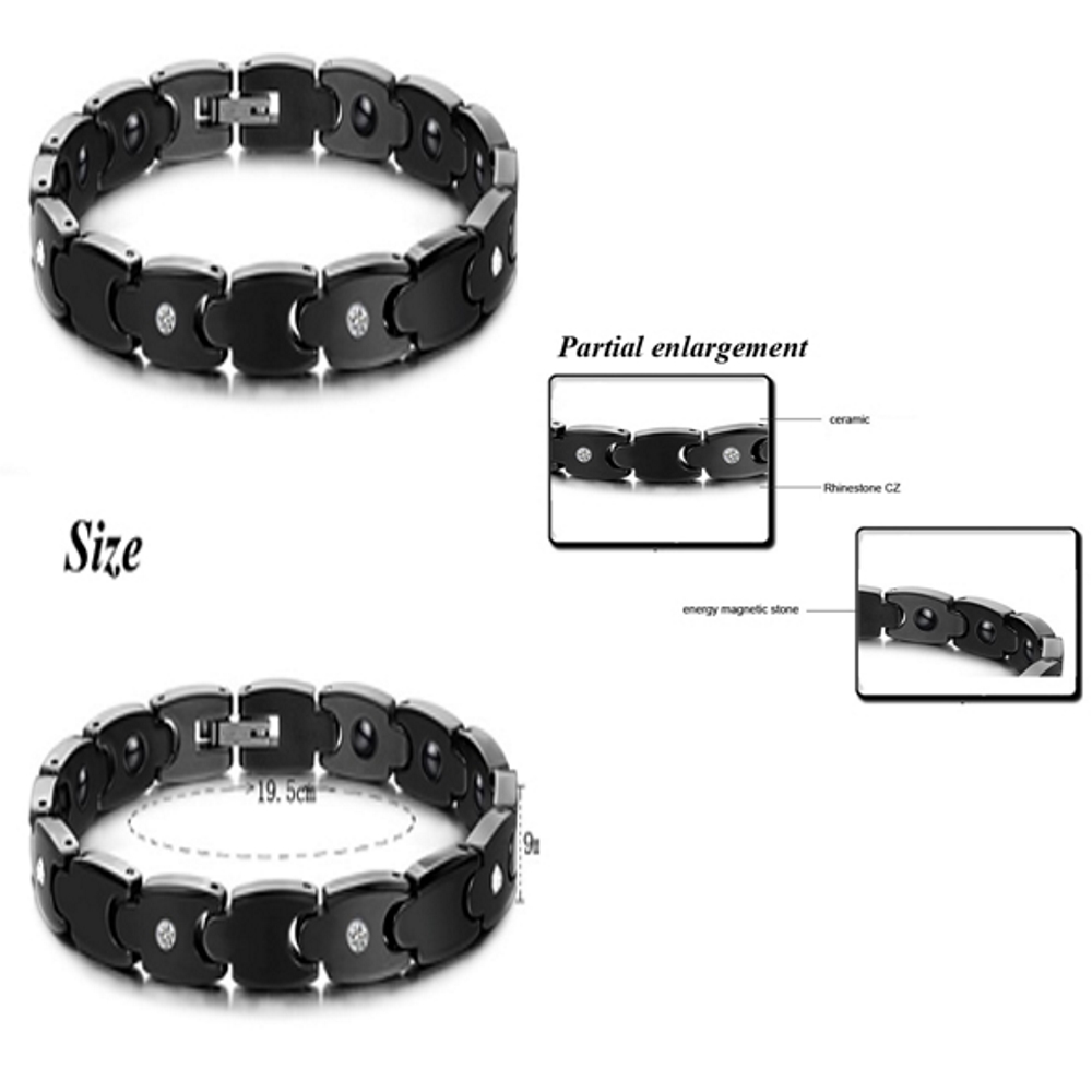 Women Crystal Fashion Bracelet Ceramic 415 Black Bangle - 6