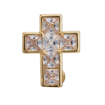 Gold Plated Navel Belly Button Ring Body Piercing Cross - 8