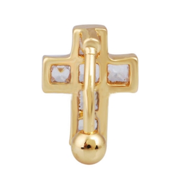 Gold Plated Navel Belly Button Ring Body Piercing Cross - 5