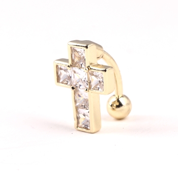 Gold Plated Navel Belly Button Ring Body Piercing Cross - 6