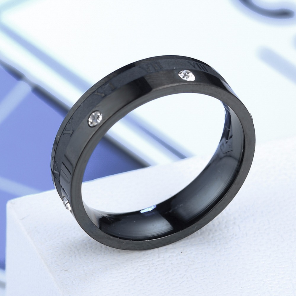 Rostfritt stål ring 6mm romerska siffror Zircon - 3