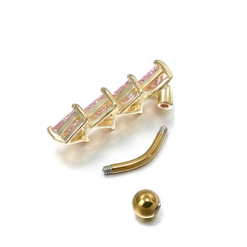 18K guldpläterad triangeln Kubik Zirkon CZ Piercing navelring Sexy kropp smycken - 3