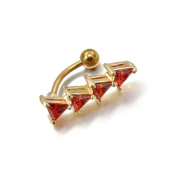 18K guldpläterad triangeln Kubik Zirkon CZ Piercing navelring Sexy kropp smycken