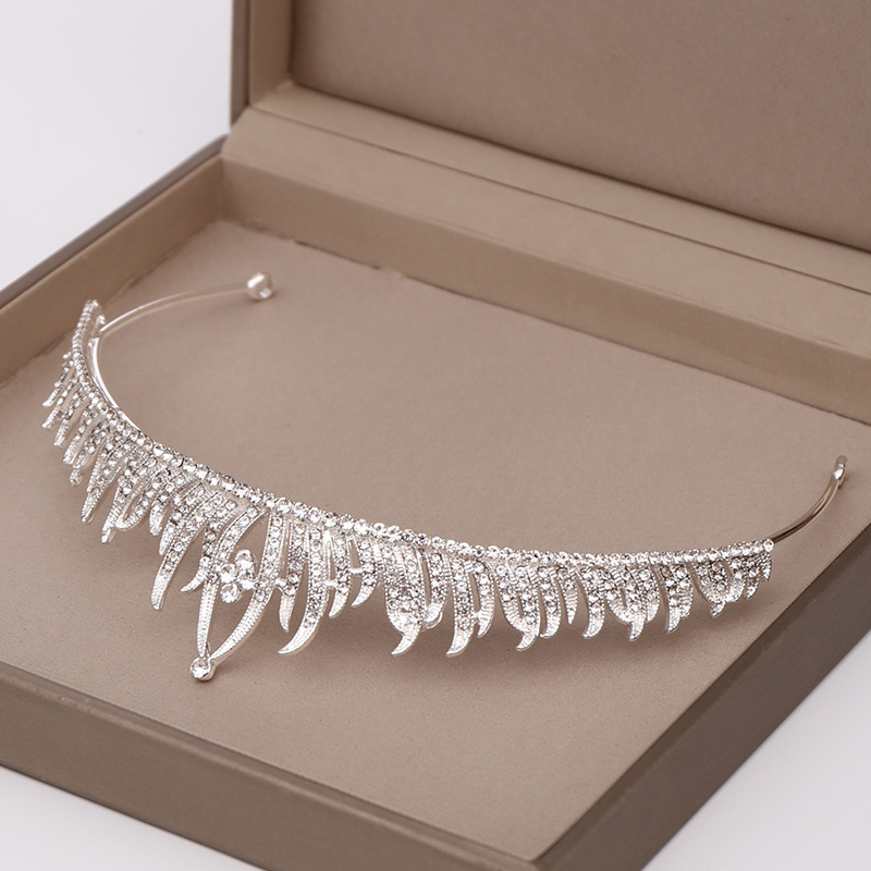 Kristall bröllop hår krona tiara - 5