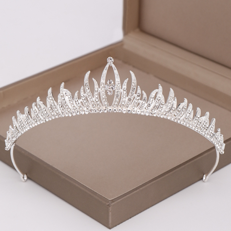 Kristall bröllop hår krona tiara - 4