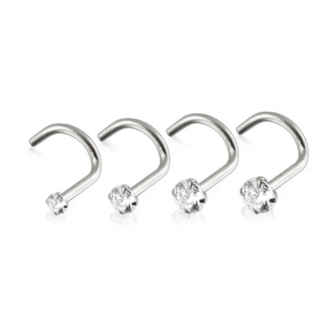 14K VIT guld näsa piercing CZ