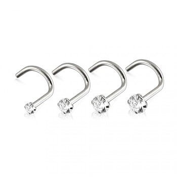 14K VIT guld näsa piercing CZ