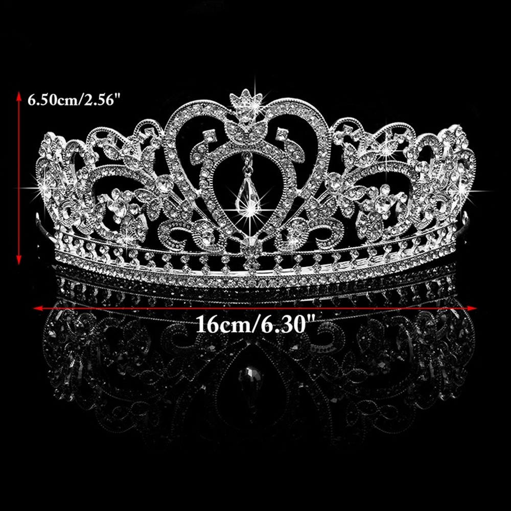 Kristall bröllop hår krona tiara GULD - 3