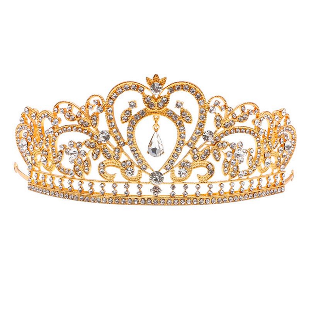 Kristall bröllop hår krona tiara GULD