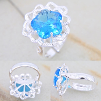 Silver trendiga Grön Ametist PRASIOLITE ädelsten ring 