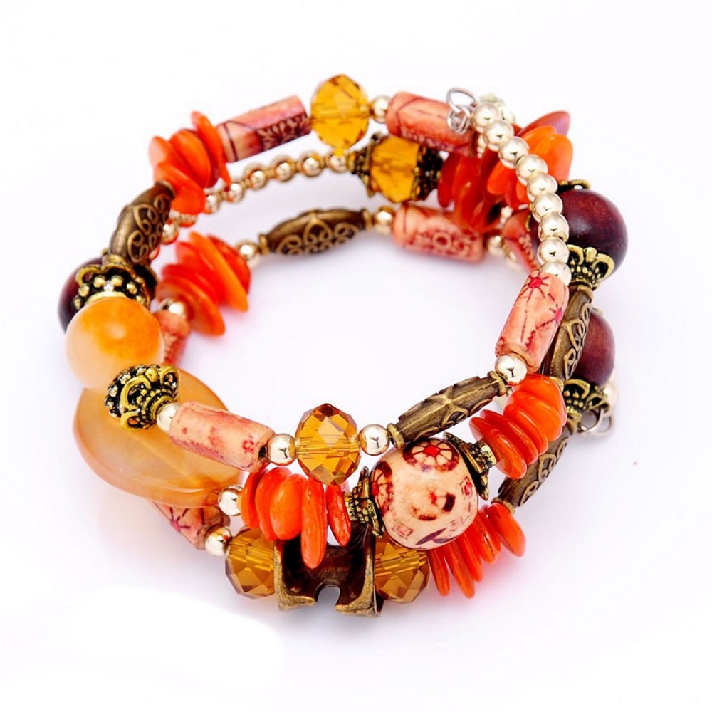 Bracelet Vintage Shell Agate Beads Stones Crystal Multilayer Wrist  - 2