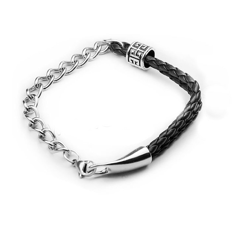 Bracelet PU Leather, with Zinc Alloy, twist oval chain 